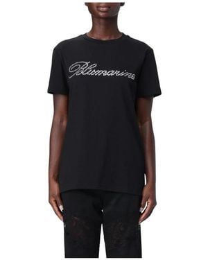 Blumarine Strass Verziertes Stilvolles T-Shirt - Schwarz
