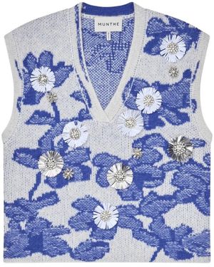 Munthe Truien & Vesten ,Blauw ,Wol Nurulia V-Neck Vest