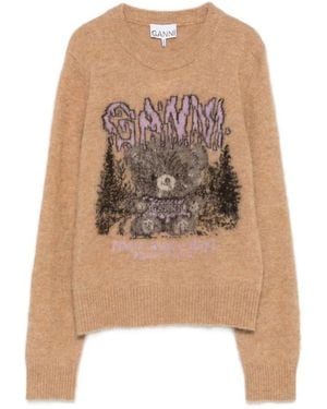 Ganni Round-Neck Knitwear - Neutre