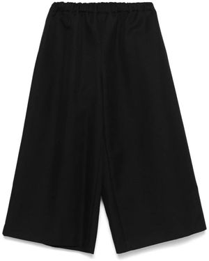 Comme des Garçons Pantalones Negros Pierna Ancha Cortos, Mujer, Talla