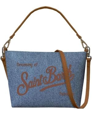 MC2 Saint Barth Henkeltasche Mit Schultergurt Und Logo-Schriftzug - Blau
