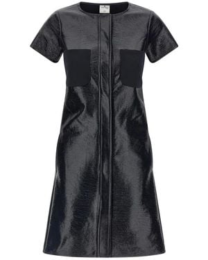 Courreges Kleedjes ,Zwart ,Katoen 2-Pocket Vinyl Jurk