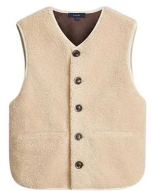 Soeur Jassen ,Wol V-Hals Nep-Lamswollen Gilet - Naturel