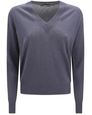 Weekend by Maxmara V-Ausschnitt Strickpullover - Blau