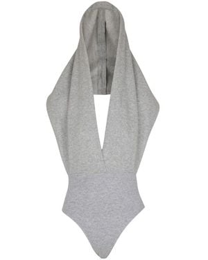 Balmain Gedrapeerd Bodysuit Met Capuchon - Grijs