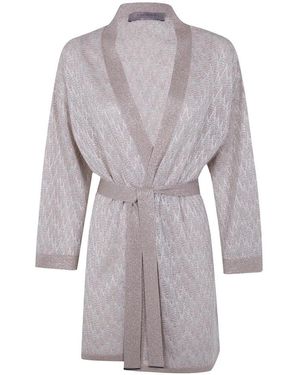 D.exterior Truien & Vesten ,Grijs ,Metallic Knit Belted Cardigan