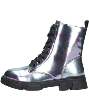 Bullboxer Schoenen ,Veelkleurig ,Leer Meisjes Metallic Holografische Veterboots - Blauw
