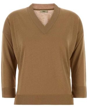 Herno V-Neck Knitwear - Brown