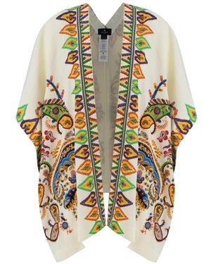 Etro Jassen ,Veelkleurig ,Leer Poncho - Metallic