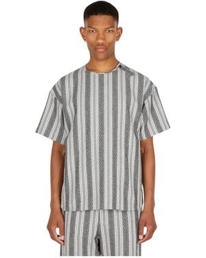 Snow Peak Tops ,Grijs ,Katoen Dobby Stripe T-Shirt