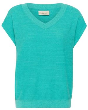 Cream Truien & Vesten ,Groen ,V-Hals Gebreid - Blauw