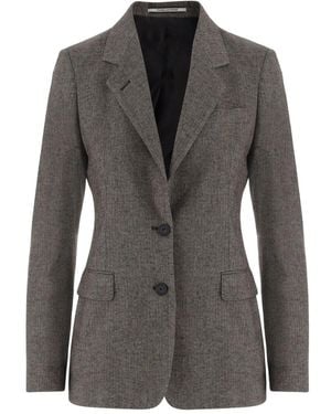 Tagliatore Jassen ,Veelkleurig ,Wol Wolmix Jas Met Visgraatpatroon - Grijs