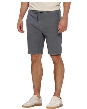 Cast Iron Korte Broeken ,Grijs ,Linnen Chino Shorts Structure - Blauw