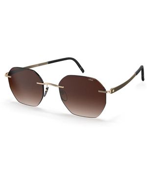 Silhouette Goldene Randlose Sonnenbrille Braun Verlauf