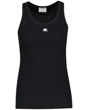 Courreges Tops ,Zwart ,Katoen 90's Rib Tank Top