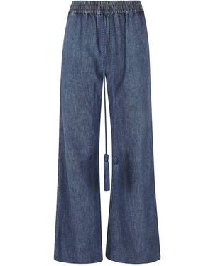 Valentino Garavani Jeans ,Blauw ,Katoen Tasseled High-Rise Bootcut Jeans