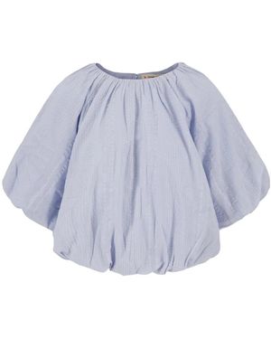 Zusss Overhemden ,Blauw ,Leer Ballon Vleermuis Top