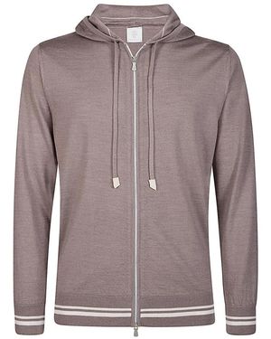 Eleventy Merino Seiden Kapuzenpullover Mit Durchgehendem Reißverschluss - Braun