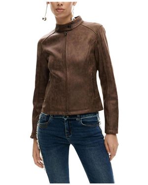 Desigual Jassen ,Bruin ,Blazer Met Ronde Hals En Rits