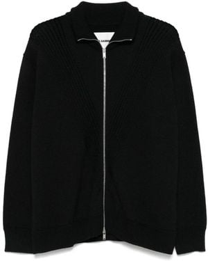 Jil Sander Schwarzer Reißverschluss Pullover Rollkragen