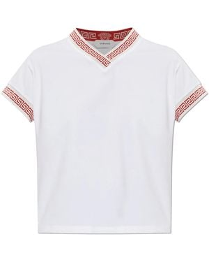 Versace Tops ,Wit ,Katoen V-Hals Top