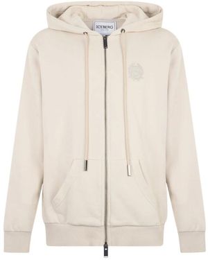 Iceberg Hoodie-Sweatshirt Mit Reißverschluss-Detail - Weiß