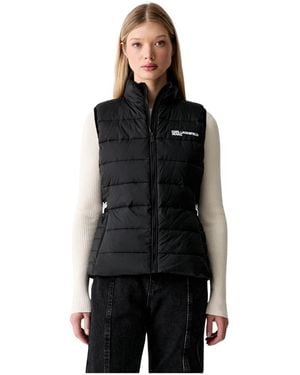 KARL LAGERFELD Jassen ,Zwart ,Polyester Licht Gewatteerd Logo Regular Vest