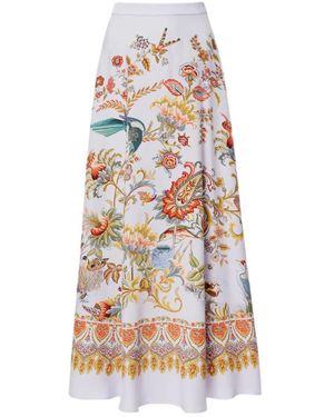 Etro Rokken ,Veelkleurig ,Zijden Maxi Rok Met Geplaatste Paisleyprint Met Bloemmotief - Wit