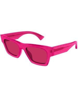 Gucci Rechteckige Sonnenbrille - Pink