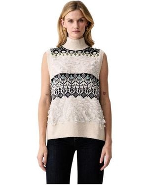 Liu Jo Jacquard-Weste Mit Schmuckstein-Stickerei - Natur