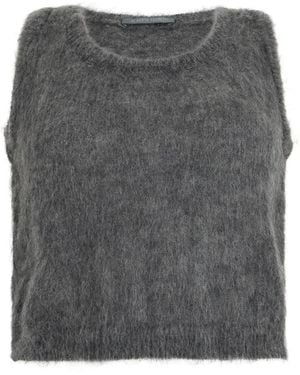 Alberta Ferretti Pullover Aus Gebürsteter Wolle - Grau