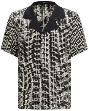 Balmain Monogram-Print Pyjama Shirt - Zwart