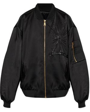 Balmain Jassen ,Zwart ,Bomberjack Met Glinsterende Applicaties