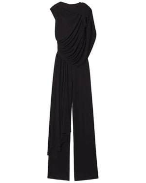 Lanvin Vloeiende Gedrape Jumpsuit - Zwart