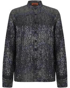 Missoni Overhemden ,Veelkleurig ,Zwart Metallic Gebreid Shirt - Grijs