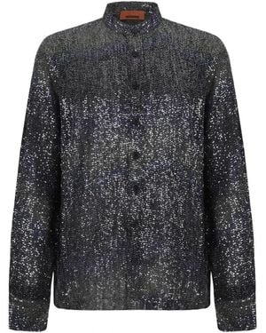 Missoni Overhemden ,Veelkleurig ,Zwart Metallic Gebreid Shirt - Grijs