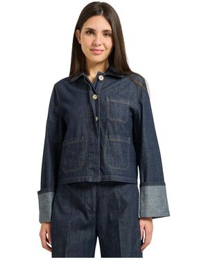 Manila Grace Jassen ,Blauw ,Denim Cropped Denim Jacket