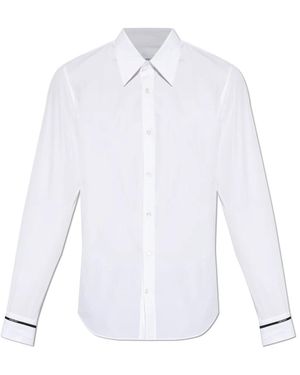McQueen Overhemden ,Wit ,Katoen Overhemd Met Geborduurd Logo Op Manchetten
