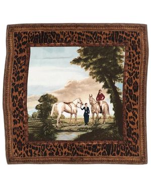 Ralph Lauren Seiden-Twill-Quadratuch Mit Szenischem Druck - Braun