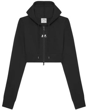 Courreges Cropped Zip-Up Hoodie - Zwart