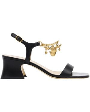 Chloé Schwarze Ledersandalen Elegante Absätze - Mettallic