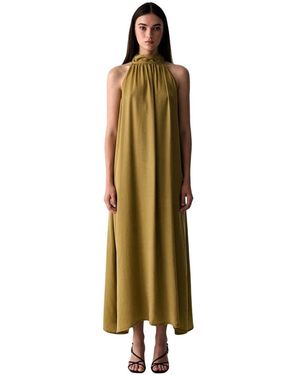 ViCOLO Kleedjes ,Groen ,Halter Maxi Jurk - Metallic