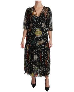 Dolce & Gabbana Sea Fish Sicily A-line Shift Dress - Black