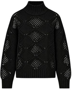Liu Jo Mock-Rollkragenpullover Mit Perlen Und Lochmuster - Schwarz