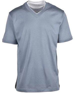 Eleventy Tops ,Grijs ,Katoen T-Shirt - Blauw
