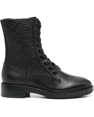 Calvin Klein Schwarze Leder-Kampfknöchelstiefel