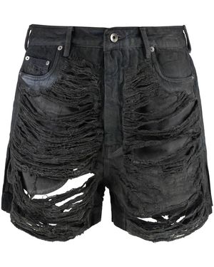 Rick Owens Geth Cut-Off Distressed Shorts - Schwarz