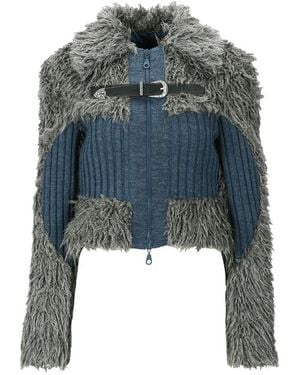 ANDERSSON BELL Truien & Vesten ,Veelkleurig ,Denim Shearling Zip-Up Sweater - Blauw