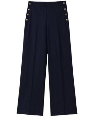 Twinset Broeken ,Blauw ,Wol Wijde Broek