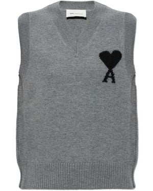 Ami Paris V-Neck Knitwear - Gris